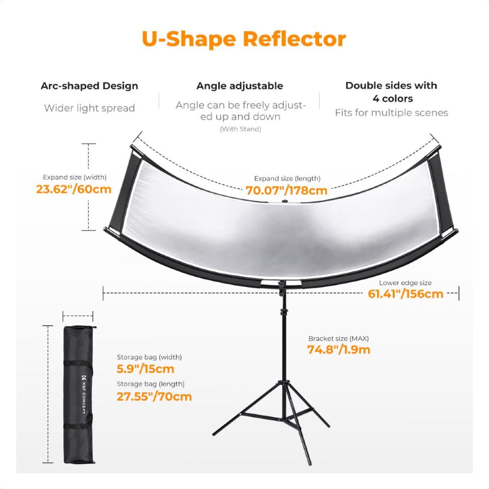 

Комплект отражателей K&F Concept U-Shape Reflector 180x60см KF18.0012