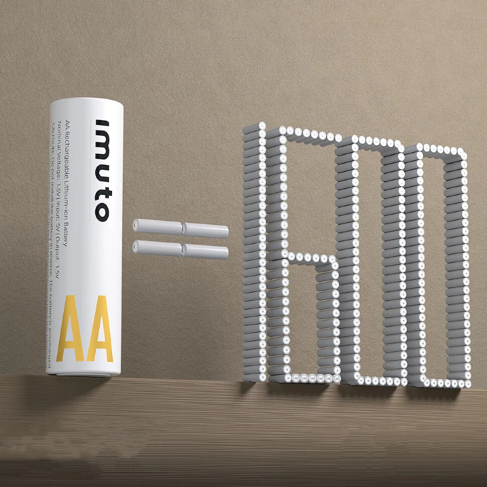 

8 аккумуляторных батареек Imuto AA 3600 mWh + зарядный кейс TF-CD-009LDC-3600-IMU1