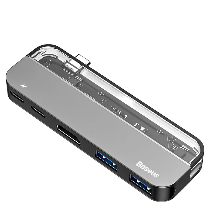 Хаб Baseus Transparent Type-C Серый 