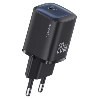 Артикул: 81486. Сетевой адаптер Usams CC248 20W GaN Чёрный