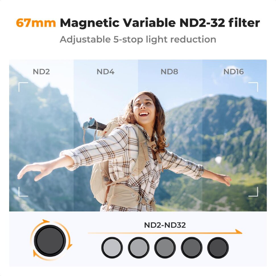 

Светофильтр K&F Concept Nano-X Magnetic VND 1-5 stop 67мм KF01.2674