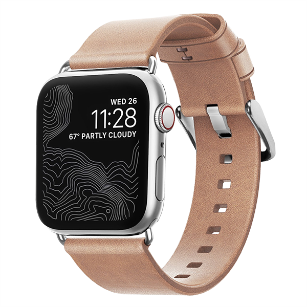 Ремешок Nomad Modern Slim для Apple Watch 38/40 мм Бежевый с серебряной фурнитурой 