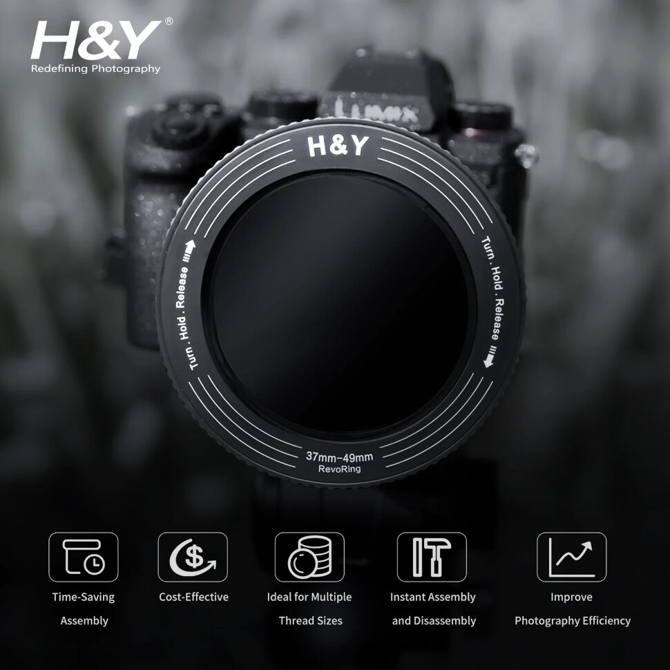 Переходное кольцо H Y RevoRing Variable Adapter 52-72мм для светофильтра 77мм Чёрное 3490₽