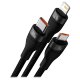 Кабель Baseus Flash Ⅱ One-for-three USB - M+L+C 100W 1.2м Чёрный - Изображение 207800