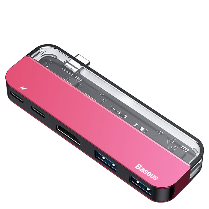 Хаб Baseus Transparent Type-C Красный 