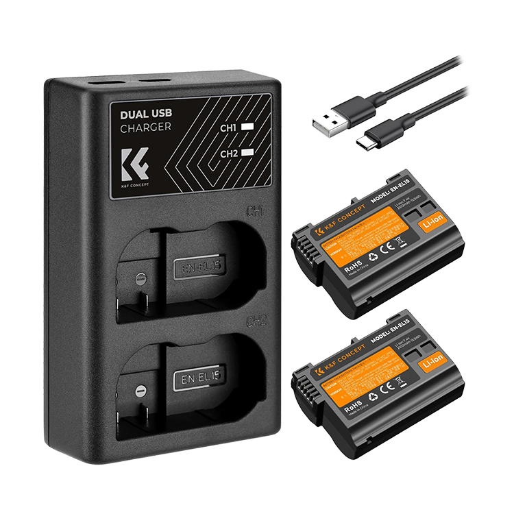 

2 аккумулятора EN-EL15 + зарядное устройство K&F Concept KF28.0012