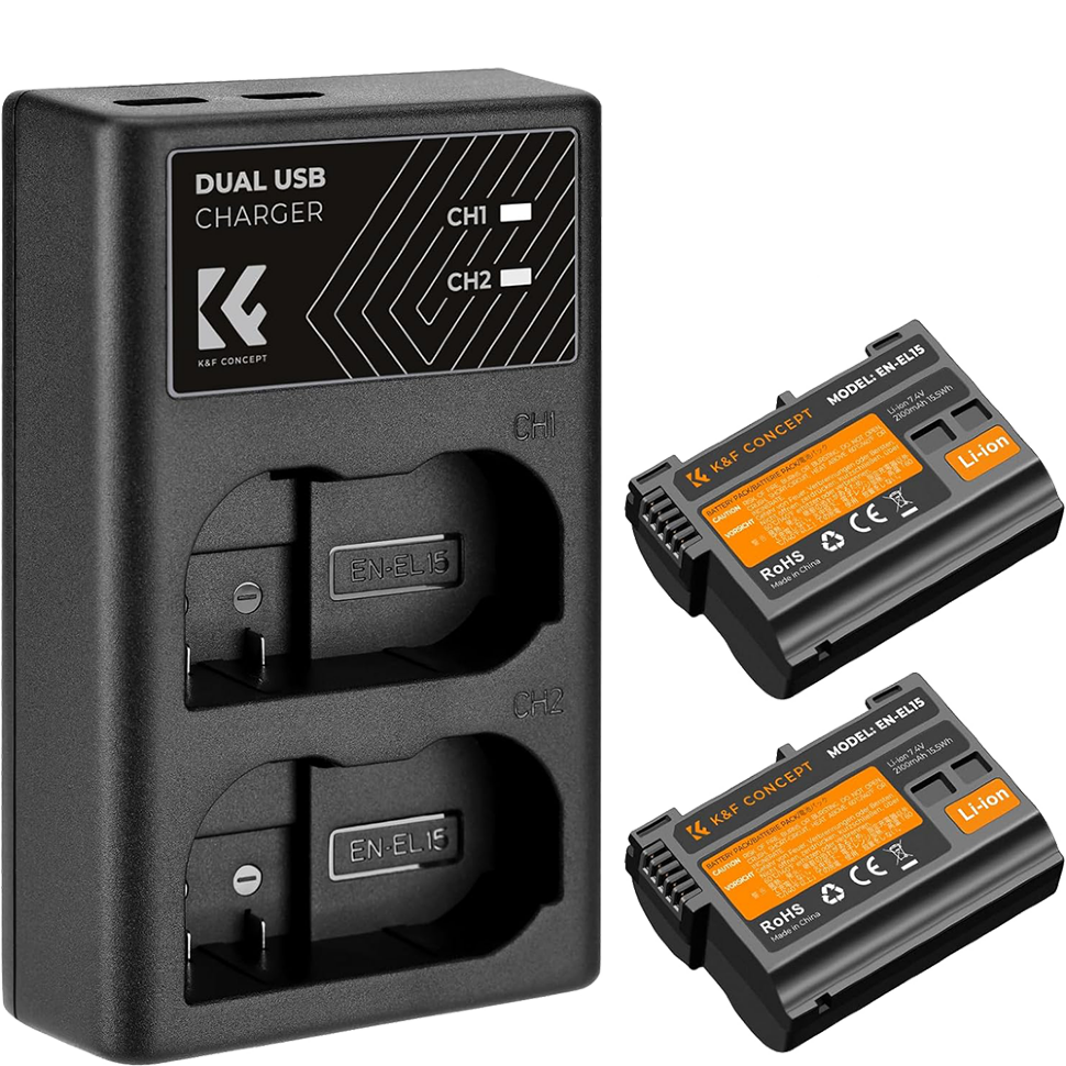 2 аккумулятора EN-EL15 + зарядное устройство K&amp;F Concept KF28.0012 