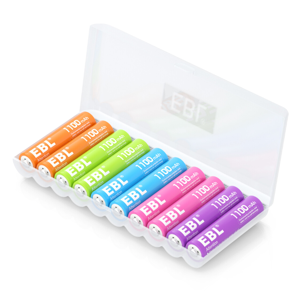 Комплект аккумуляторных батарей EBL Rainbow AAA 1100mAh (10шт) 