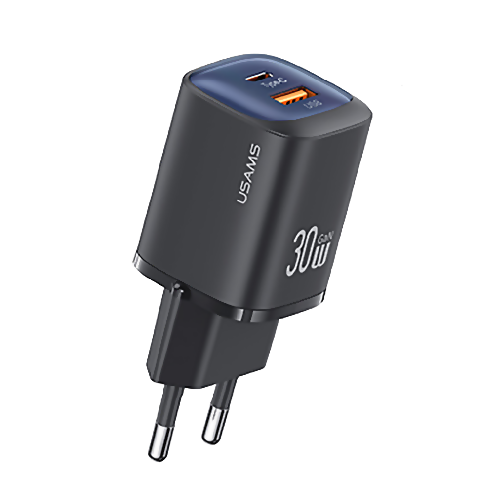 

Сетевой адаптер Usams CC254 30W Dual Ports GaN Чёрный CC254TC01