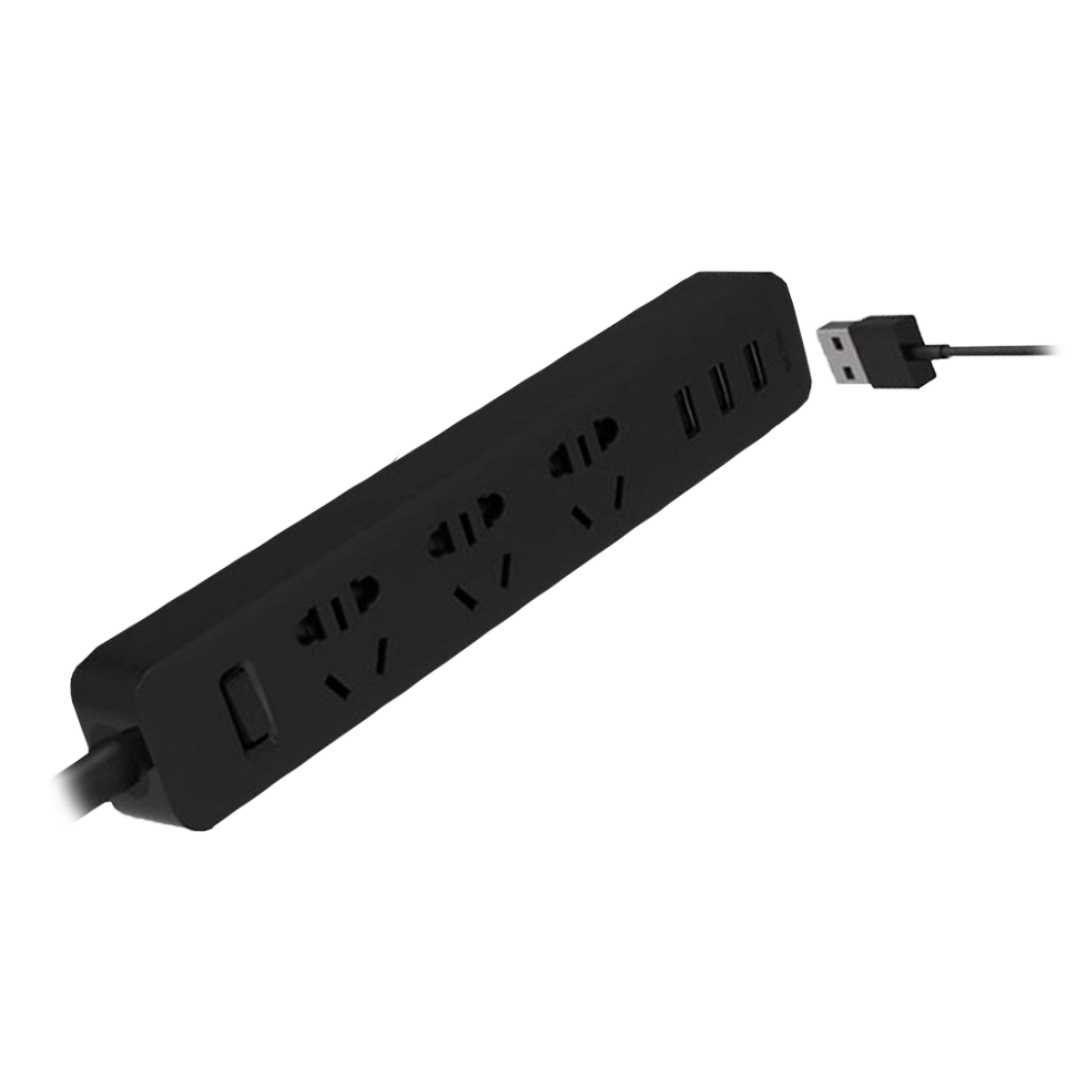 Сетевой фильтр KingMi Power Strip (3 розетки, 3 USB) Чёрный 