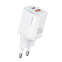 Артикул: 81493. Сетевой адаптер Usams CC254 30W Dual Ports GaN Белый