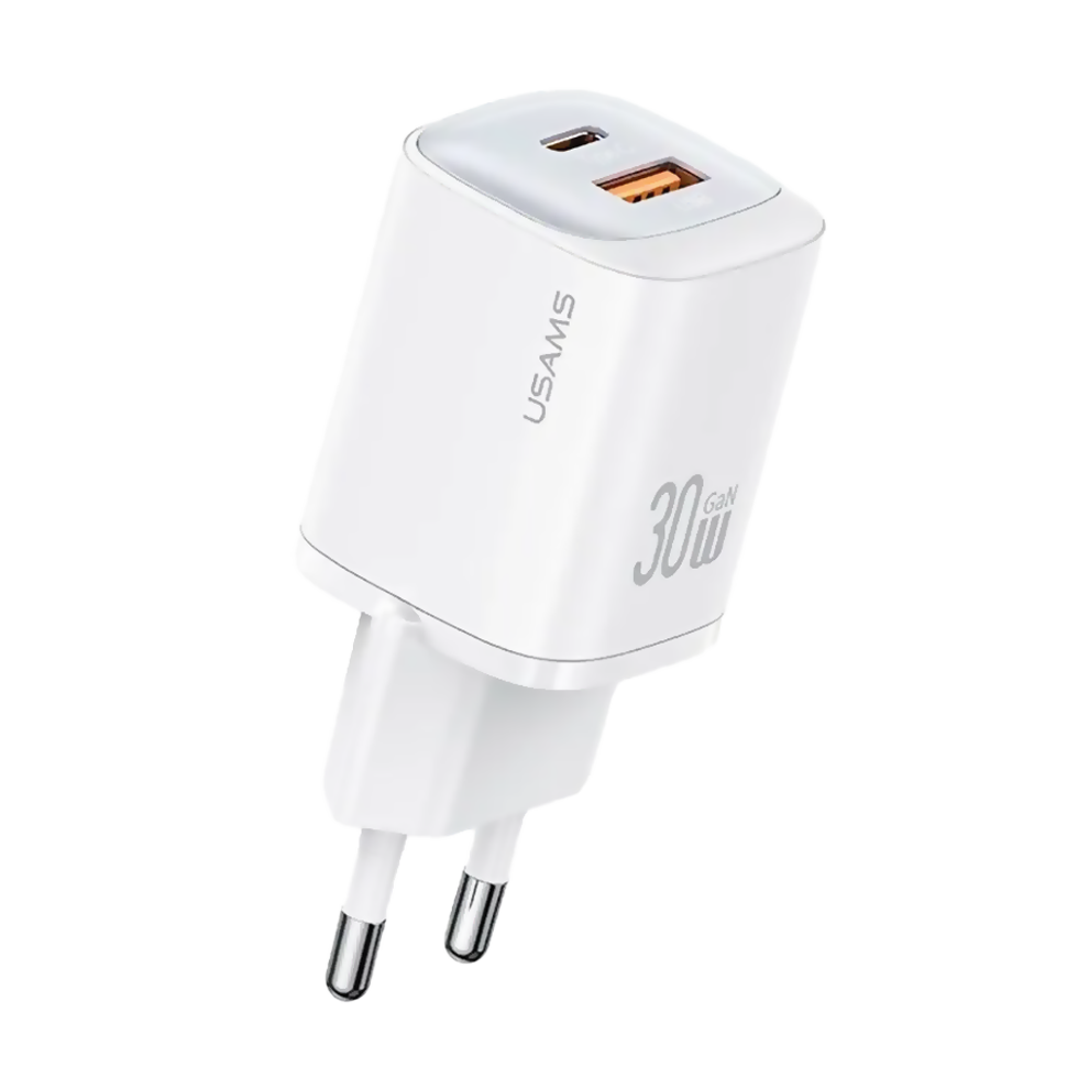 Сетевой адаптер Usams CC254 30W Dual Ports GaN Белый 