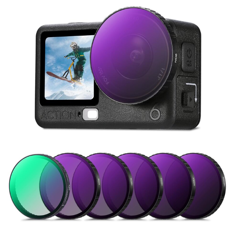 

Комплект светофильтров K&F Concept Snap On CPL + ND для DJI Osmo Action 6 (6шт)