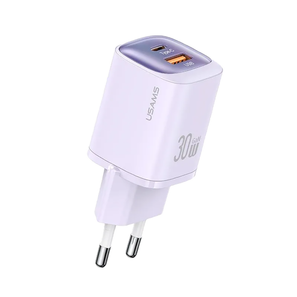 Сетевой адаптер Usams CC254 30W Dual Ports GaN Фиолетовый 