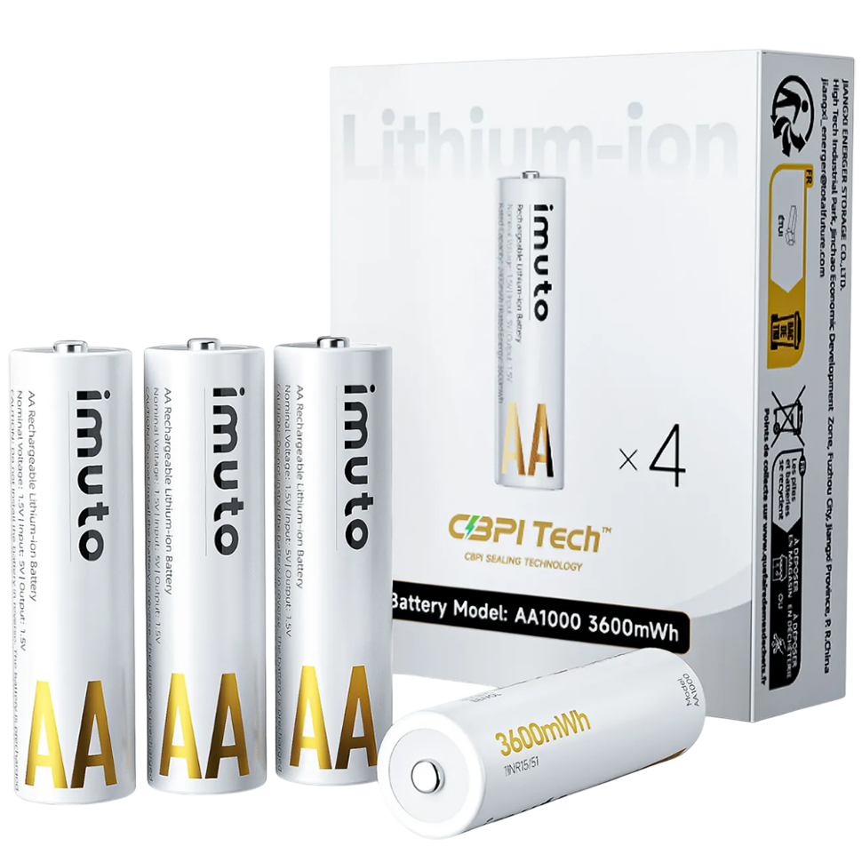 4 аккумуляторные батарейки Imuto AA 3600 mWh
