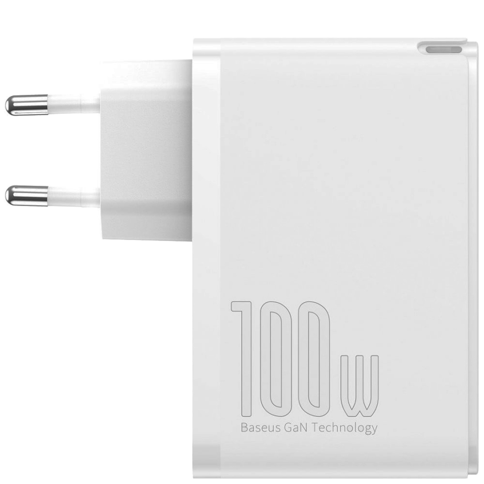 Сетевой адаптер Baseus GaN5 Pro C+U 100W Белый (+ кабель Type-C 1м) 