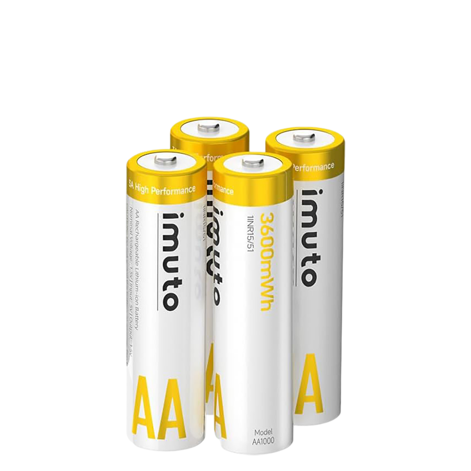 4 аккумуляторные батарейки Imuto AA 3600mWh 3А High Performance 