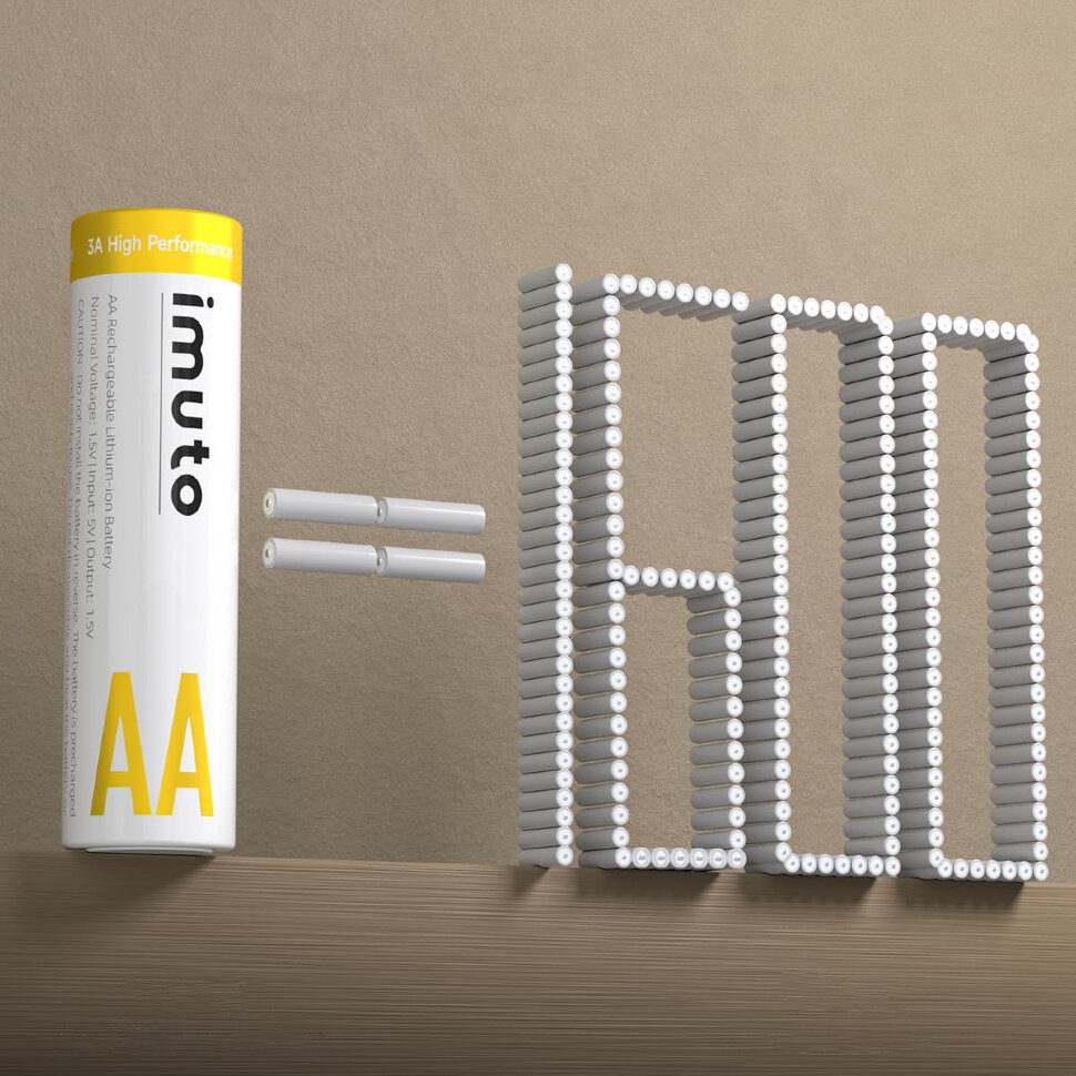 4 аккумуляторные батарейки Imuto AA 3600mWh 3А High Performance NC-086BB-3600-3A-IMU4AA