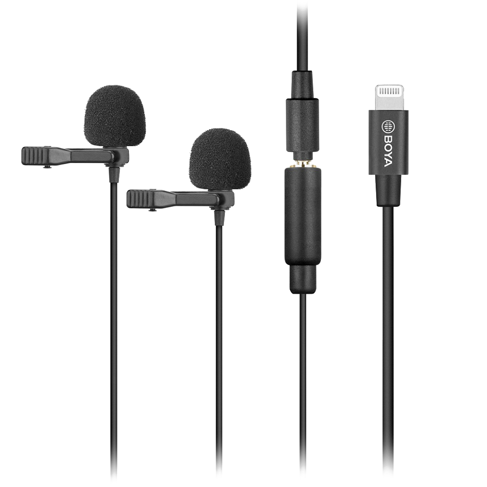 Микрофон петличный двойной BOYA BY-M2D Lightning MFI 