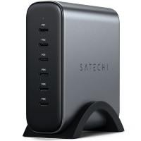 Артикул: 77197. Сетевой адаптер Satechi 200W GaN Type-C PD 6 port Серый