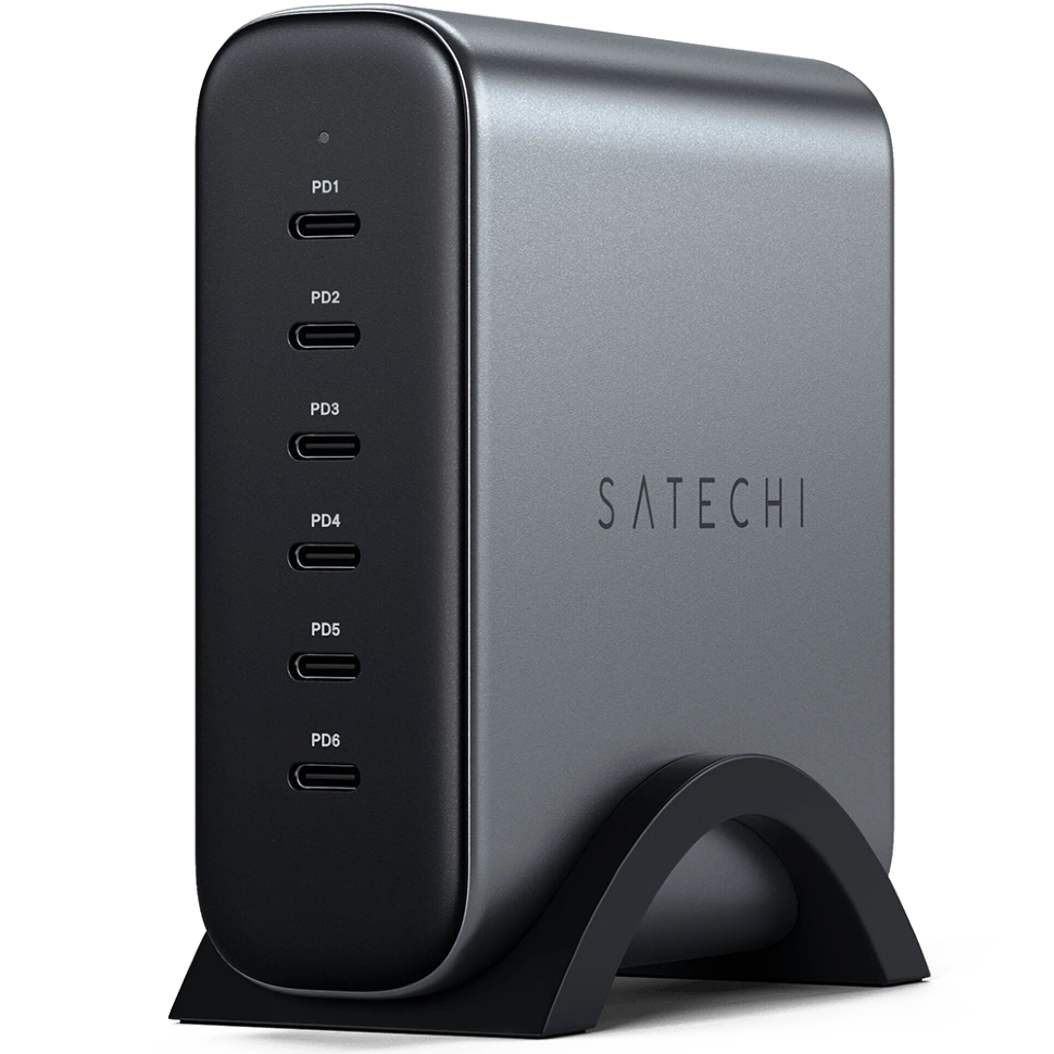Сетевой адаптер Satechi 200W GaN Type-C PD 6 port Серый 