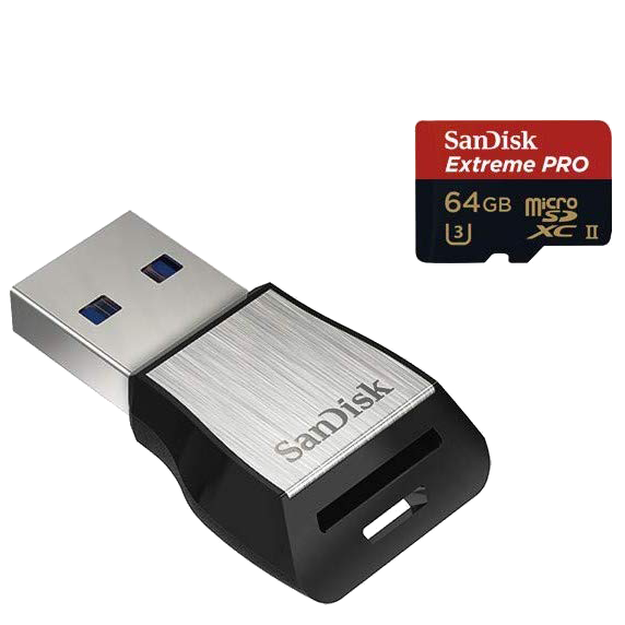 Карта памяти SanDisk Extreme microSDXC 64Gb UHS-II U3 + USB3.0 CR 