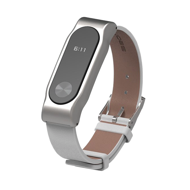 Ремешок кожаный для MiBand 2 Белый 