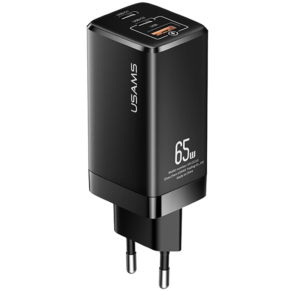 Сетевой адаптер USAMS US-CC110 T33 65W GaN Чёрный 
